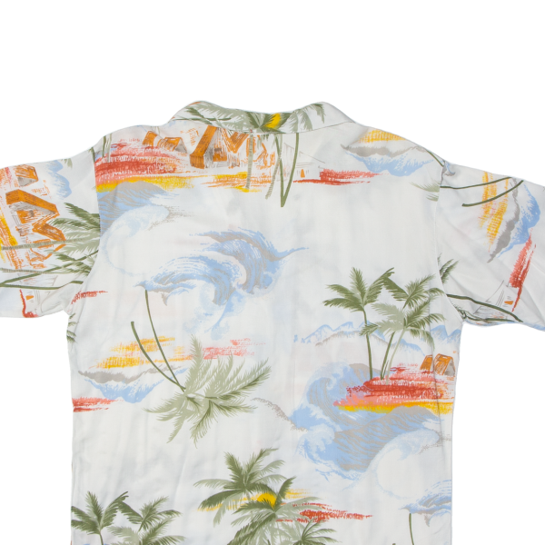 CREATION POMME Womens Hawaiian Shirt White Floral M Online