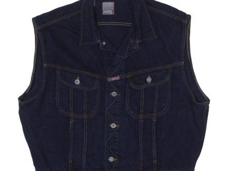 COSTELLO Mens Denim Waistcoat Blue 90s L For Cheap