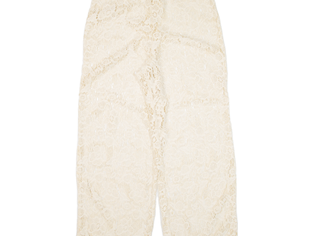 Womens Crochet Trousers Beige Loose Straight W30 L28 Online Sale