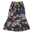 Womens Flare Skirt Black Long 90s Crazy Pattern M Supply