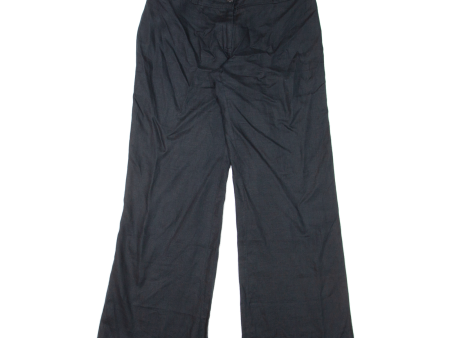 WAREHOUSE Womens Trousers Black Relaxed Flared Linen W30 L31 Cheap