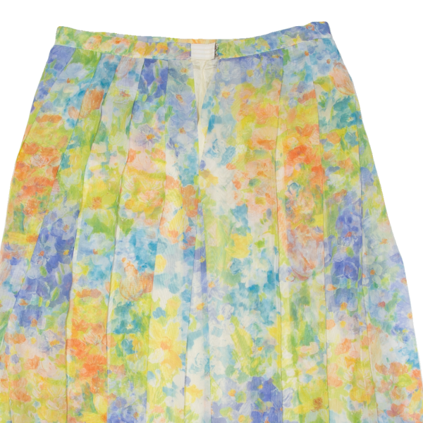 Womens Pleated Skirt Green Midi Floral M Online now