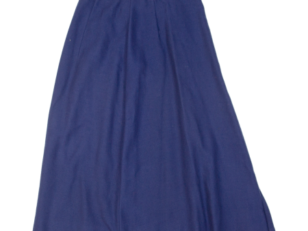 Semi Pleated Womens A-Line Skirt Blue Midi M Fashion