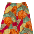 Asymmetrical Longer Tail Womens A-Line Skirt Orange Midi Crazy Pattern L Hot on Sale