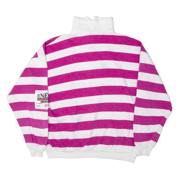 AMERICA WEAR Striped Womens Sweatshirt Pink 1 4 Zip 90s USA L Supply