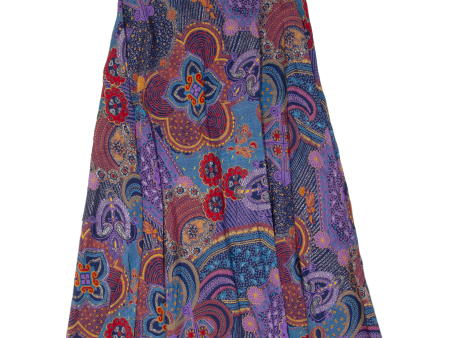 Asymmetrical Womens A-Line Skirt Blue Midi Floral M For Discount