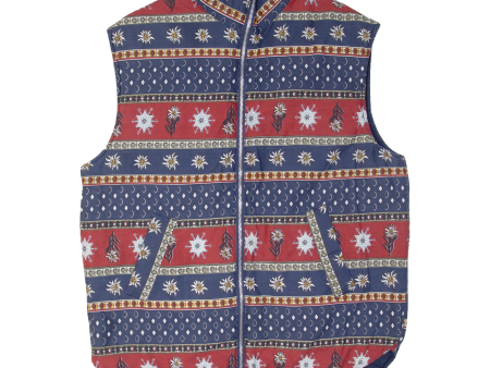 Womens Quilted Gilet Blue 90s Fair Isle XL Online Hot Sale