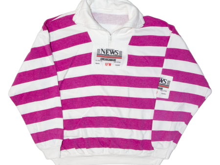 AMERICA WEAR Striped Womens Sweatshirt Pink 1 4 Zip 90s USA L Supply