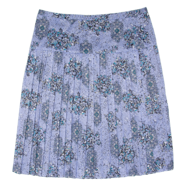 Womens Pleated Skirt Blue Knee Length Floral XL Discount