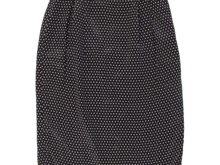 Womens Pencil Skirt Black Knee Length Silk Polka Dot L Online now