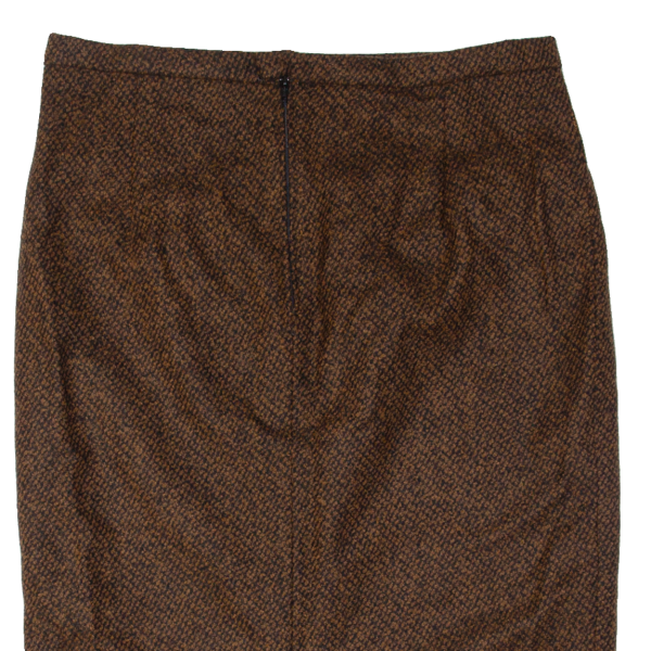 Womens Pencil Skirt Brown Knee Length Wool 90s L Discount