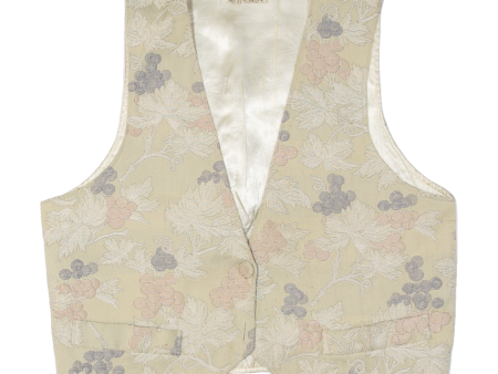 BOUTIQUE Womens Blazer Waistcoat Cream 90s Floral M Supply