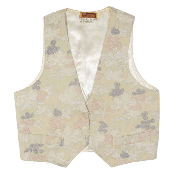 BOUTIQUE Womens Blazer Waistcoat Cream 90s Floral M Supply