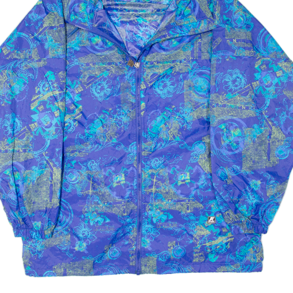 Womens Rain Jacket Blue Hooded Floral M Cheap