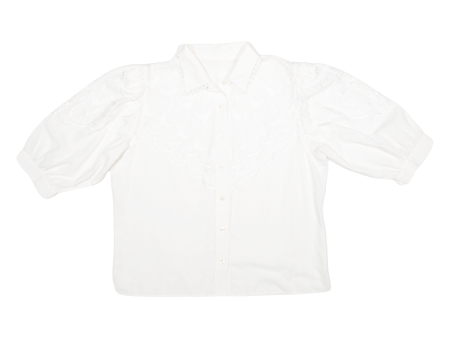 Womens Blouse Shirt White Collared L Cheap