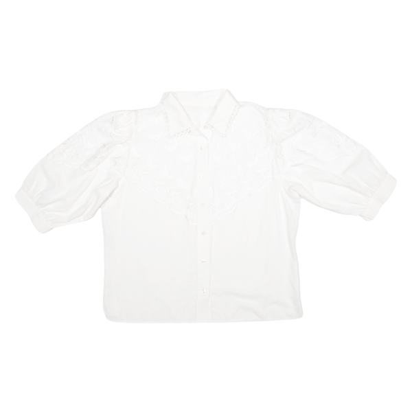 Womens Blouse Shirt White Collared L Cheap