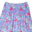 Womens Pleated Skirt Blue Midi Floral L Hot on Sale