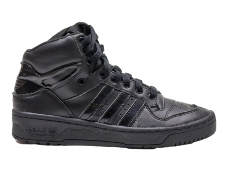 ADIDAS High Top Trainers Black Leather Womens UK 4.5 Cheap