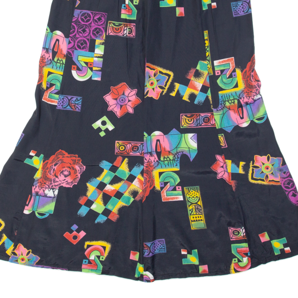 Womens Flare Skirt Black Long 90s Crazy Pattern M Supply