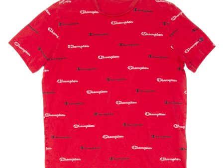 CHAMPION All Over Print Mens T-Shirt Red M on Sale