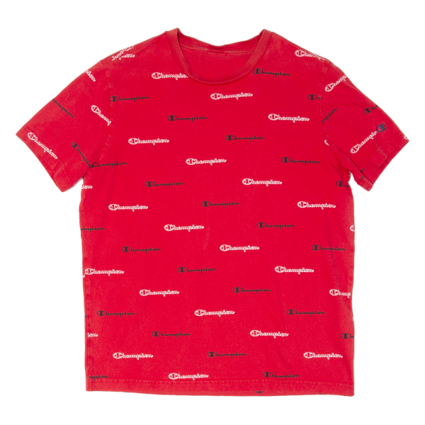 CHAMPION All Over Print Mens T-Shirt Red M on Sale