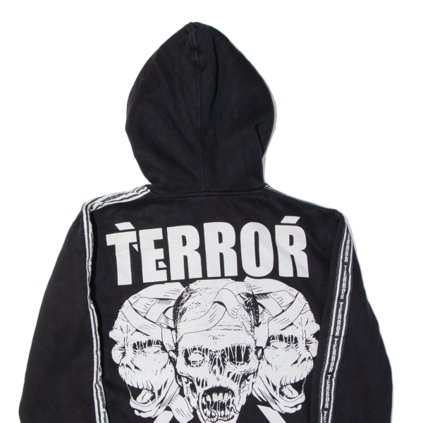 TERROR Mens Black Hoodie Full Zip S Cheap