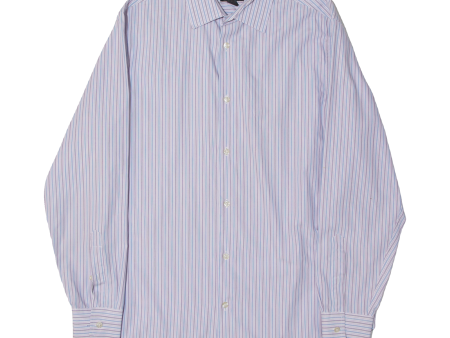 BANANA REPUBLIC Mens Shirt Blue 90s Striped Long Sleeve M For Cheap