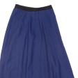 Semi Pleated Womens A-Line Skirt Blue Midi M Fashion