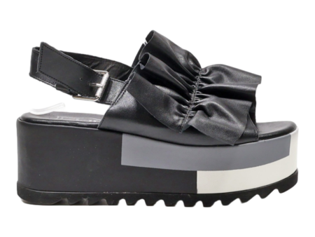 CULT Wedge Heels Black Leather Womens UK 6 Online Hot Sale