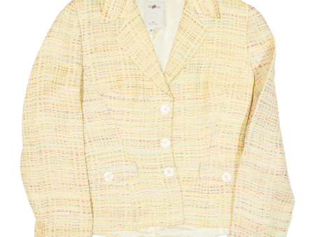 VERTIGO Womens Blazer Jacket Yellow 90s Striped M Online Hot Sale