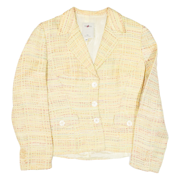 VERTIGO Womens Blazer Jacket Yellow 90s Striped M Online Hot Sale