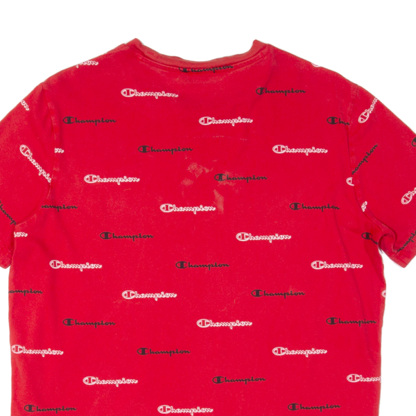 CHAMPION All Over Print Mens T-Shirt Red M on Sale