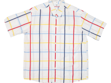 ALBA MODA Mens Shirt White 90s Check XL Supply