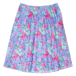 Womens Pleated Skirt Blue Midi Floral L Hot on Sale