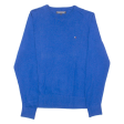 TOMMY HILFIGER Mens Jumper Blue Crew Neck Tight Knit S Fashion