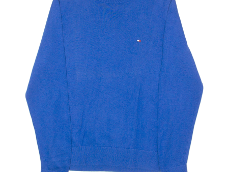 TOMMY HILFIGER Mens Jumper Blue Crew Neck Tight Knit S Fashion