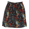 Womens A-Line Skirt Black Knee Length Crazy Pattern L Supply