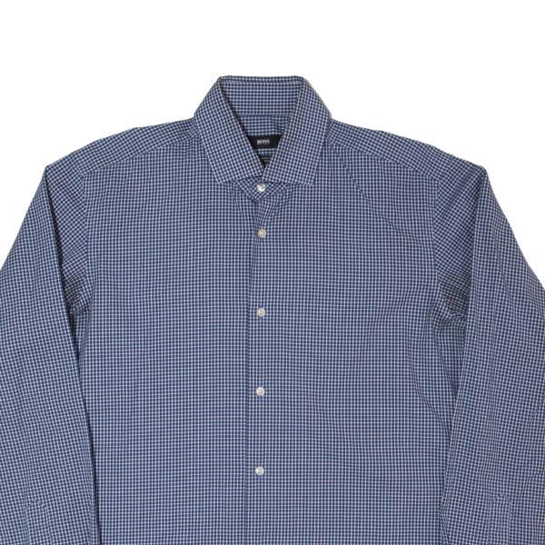 HUGO BOSS Gordon Mens Shirt Blue Gingham Long Sleeve L Online now