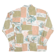 Womens Printed Shirt Green Collared Long Sleeve 90s Viscose Patchwork L on Sale