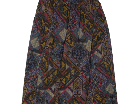 BOGNER Womens A-Line Skirt Blue Midi Wool 90s Crazy Pattern M Online Sale