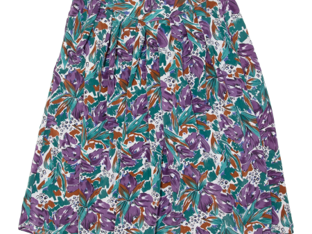 CHRIS JB Womens A-Line Skirt Purple Knee Length Floral L Supply