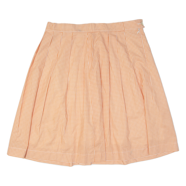 Womens A-Line Skirt Orange Knee Length 90s Gingham M Fashion