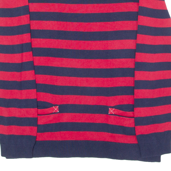 TOMMY HILFIGER Womens Patterned Jumper Red Striped Crew Neck Tight Knit L Online Hot Sale