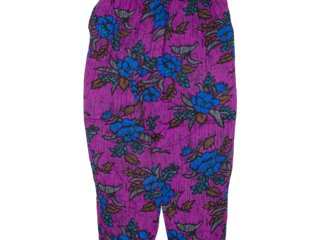 CALIFORNIA KRUSH Floral Womens Trousers Purple Loose Tapered W26 L27 Cheap