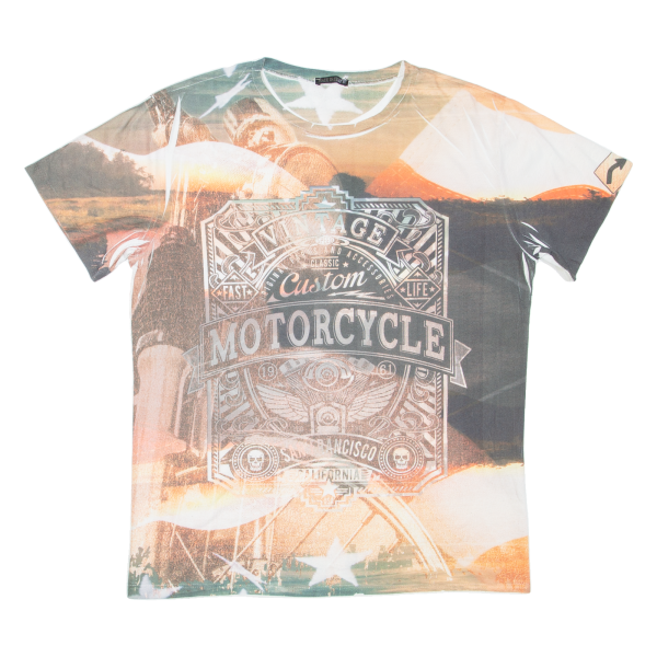 Classic Custom Motorcycle Mens Biker T-Shirt White USA 2XL Sale