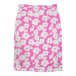 Womens Pencil Skirt Pink Knee Length Floral L Fashion