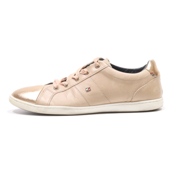 TOMMY HILFIGER Sneaker Trainers Beige Leather Womens UK 6 Supply