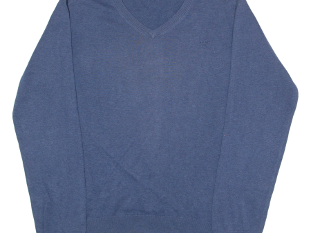 GANT Mens Jumper Blue V-Neck Tight Knit L For Sale