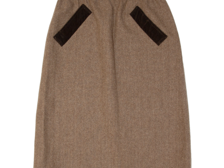 Womens A-Line Skirt Brown Midi Herringbone M Online Sale