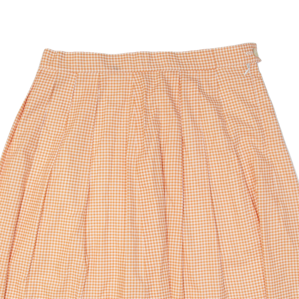 Womens A-Line Skirt Orange Knee Length 90s Gingham M Fashion